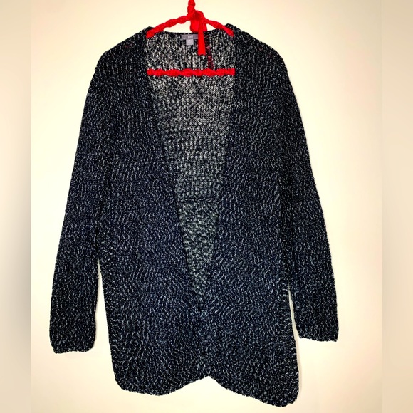 J. Jill crochet, black and white, cardigan, size M, open, long, oversized - Picture 1 of 4